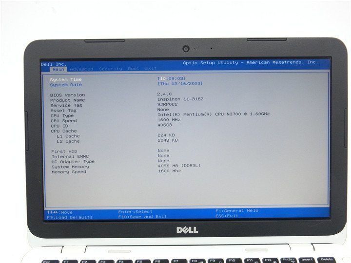 中古　DELL　Inspiron　11-3162　Pentium 　N3700　4G　11.6型 ノートパソコン　BIOSまで表示　詳細不明　ジャンク_画像2