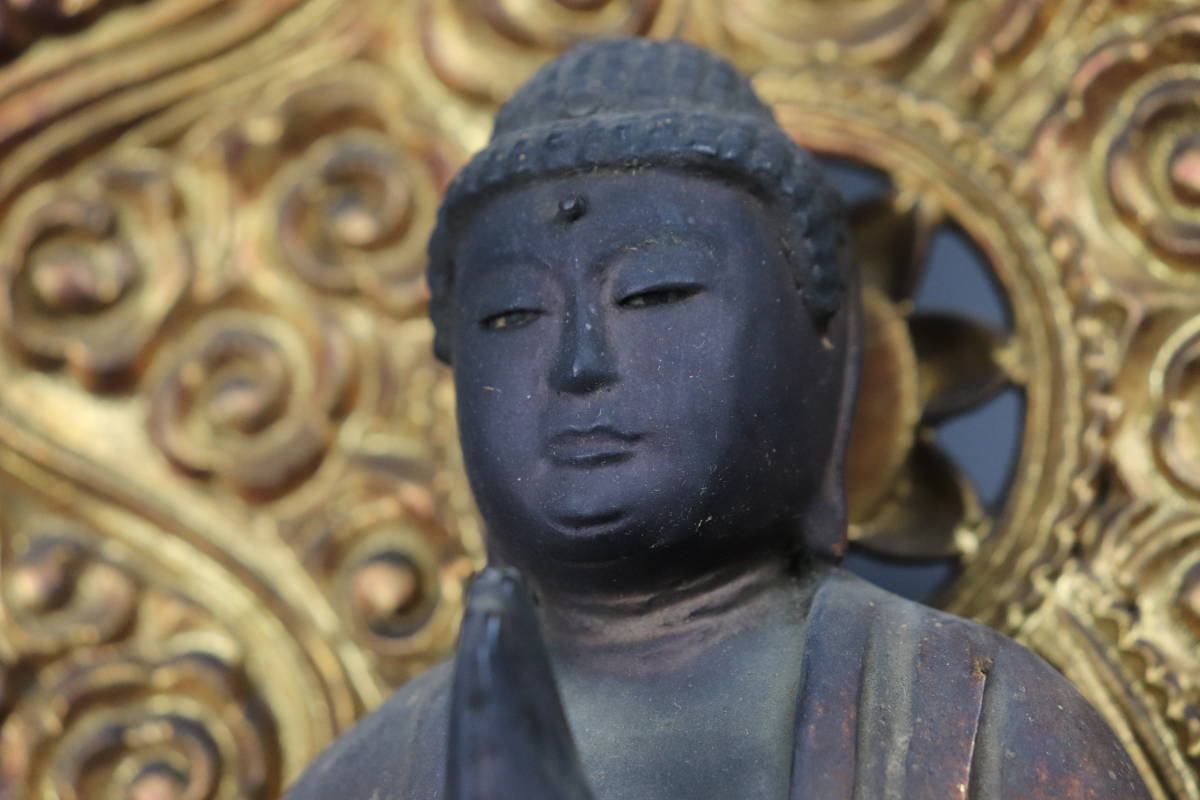 けたわけで ヤフオク! - 【T037】仏教美術 室町時代 玉眼 木彫 阿弥陀