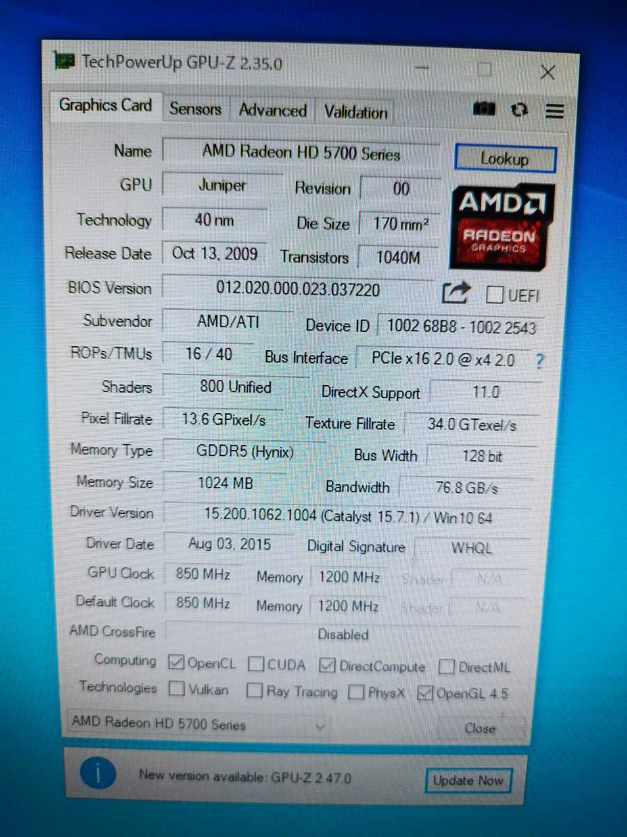 動作確認済み AMD Radeon HD5770 1GB GDDR5 HDMI DP DVI PCI-Express グラフィックボード 2 背面金属切断品