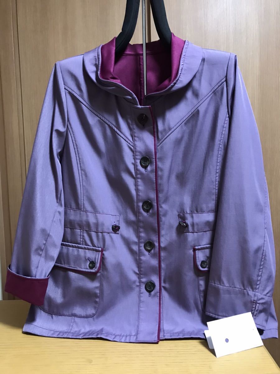 [新品] 激安・在庫処分　Lサイズ　レディースジャケット・コート　ミセス・婦人ジャケット・コート　撥水ジャケット・コート　パープル色
