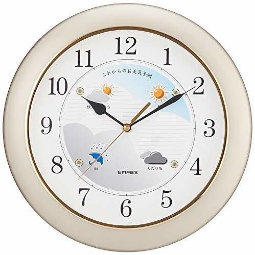 エンペックス気象計 壁掛け時計 ウェザーパル 天気予報機能付き 日本製 シャンパンゴールド BW-5048(中古品)