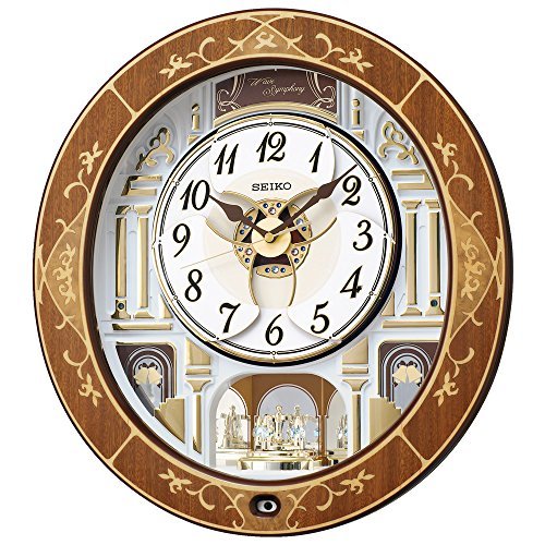 セイコークロック 置き時計・掛け時計 天然色木地 46.3×42.5×10.6cm 電波 アナログ からくり トリプルセレクション