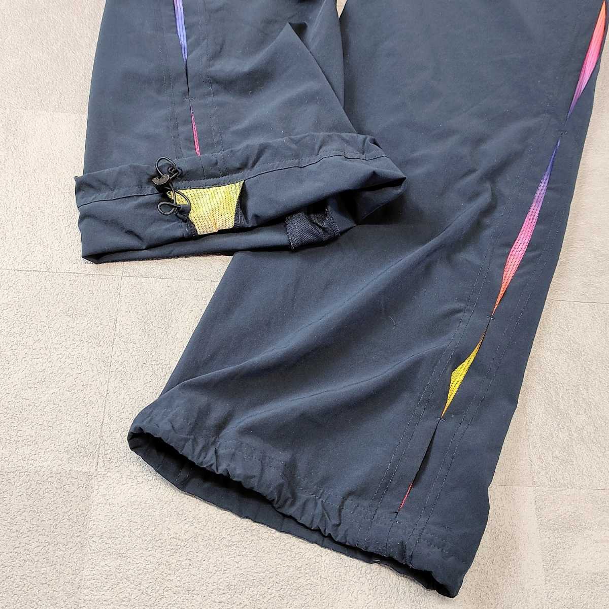  хорошая вещь NIKE Nike боковой застежка-молния нейлон брюки тренировочные штаны сетка DRI FIT темно-синий женский размер L