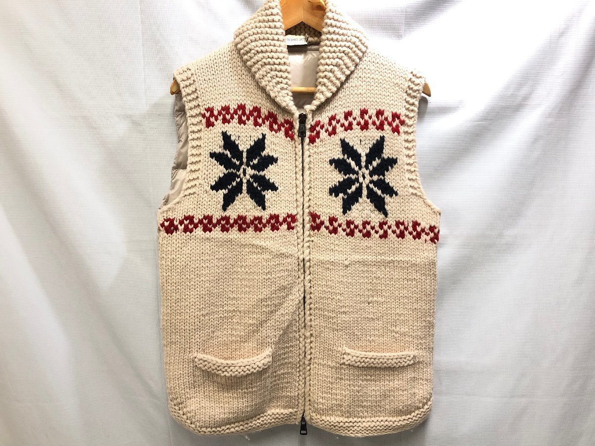 良品 MONCLER モンクレール カウチンニット ダウンベスト MAGLIONE TRICOT GILET ノルディック柄 サイズ L  [65-0207-K4]