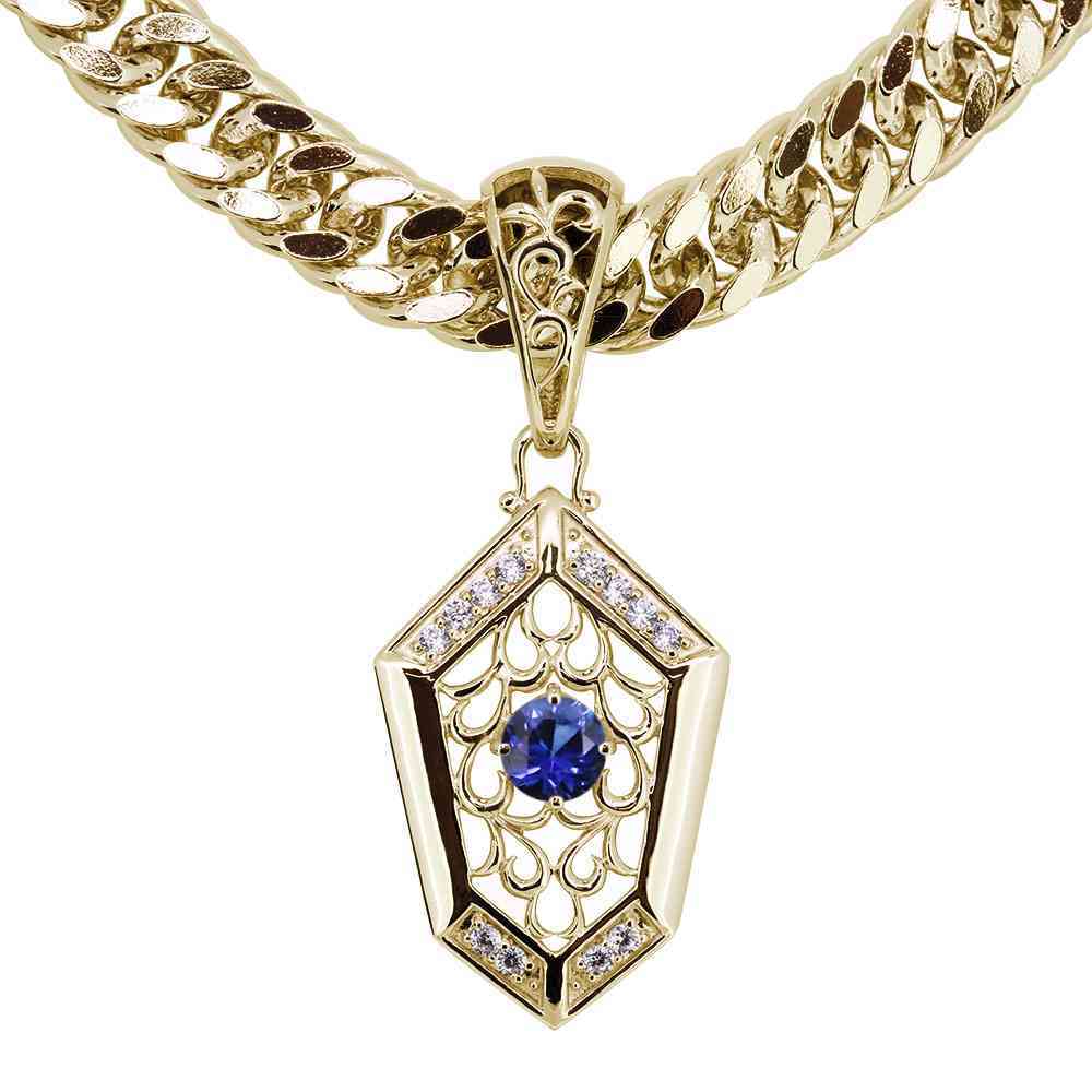  necklace men's birthstone 9 month 10 gold 10k sapphire pendant futoshi . flat man Tang .