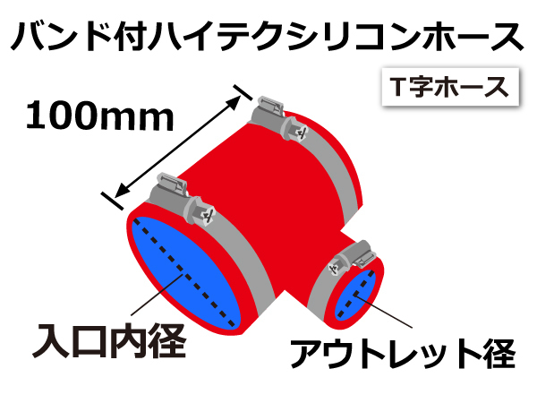 【14周年還元セール】NORMA バンド付シリコンホース T字 55Φ-55Φ-25Φ 赤色 ロゴマーク無 工業用ホー ス 汎用_画像6