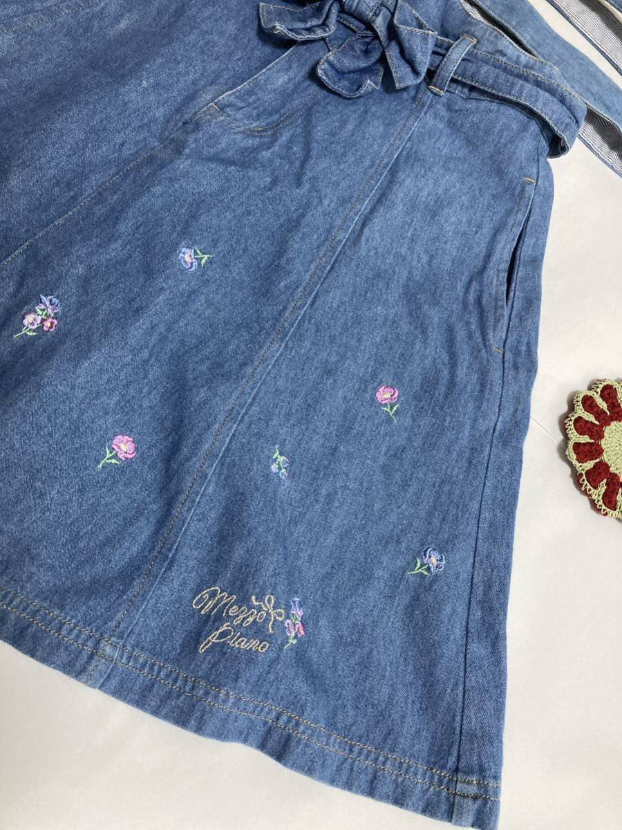  Mezzo Piano skirt 150 centimeter bottoms Kids Junior girl woman floral print embroidery suspenders mezzo piano