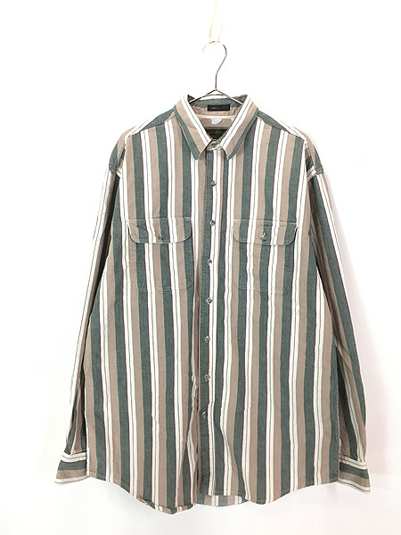 古着 80s USA製 Eddie Bauer 「McKinley Cloth」 マルチ ストライプ ヘビー コットンツイル シャツ XL位_画像1