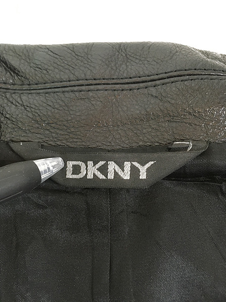 古着 90s DKNY 本革 オール レザー カー コート L_画像8