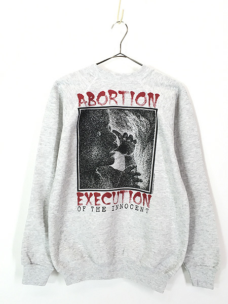 古着 90s USA製 「ABORTION EXECUTION」 アート メッセージ スウェット トレーナー M
