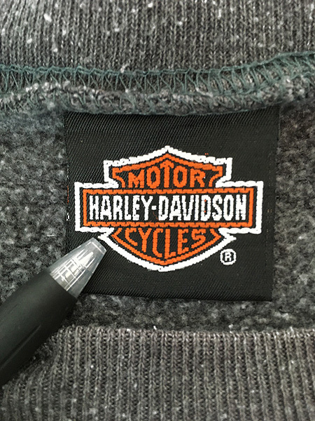 古着 90s USA製 Harley Davidson 袖 表起毛 バイカラー スウェット トレーナー XXL位 古着_画像7