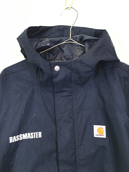 古着 Carhartt 「BASSMASTER」 防水 ナイロン レイン ジャケット パーカー M 古着_画像2