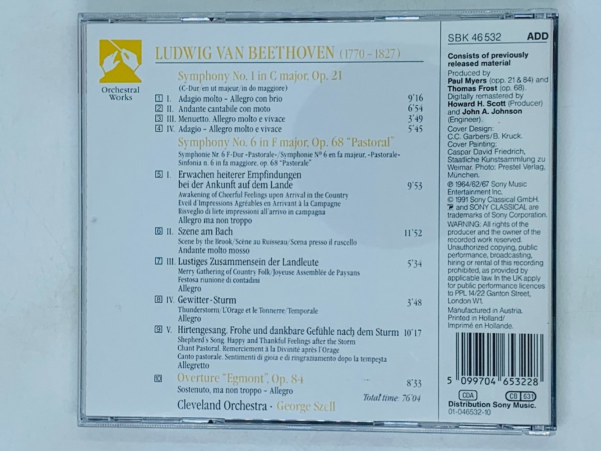 即決CD オーストリア盤 BEETHOVEN SYMPHONIES No.1 & 6 PASTORAL GEORGE SZELL / ベートーヴェン Austria X33_画像2