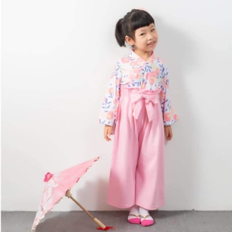 新品 ひな祭り 着物 袴セパレート 130 薄ピンク 椿 女の子 卒園式