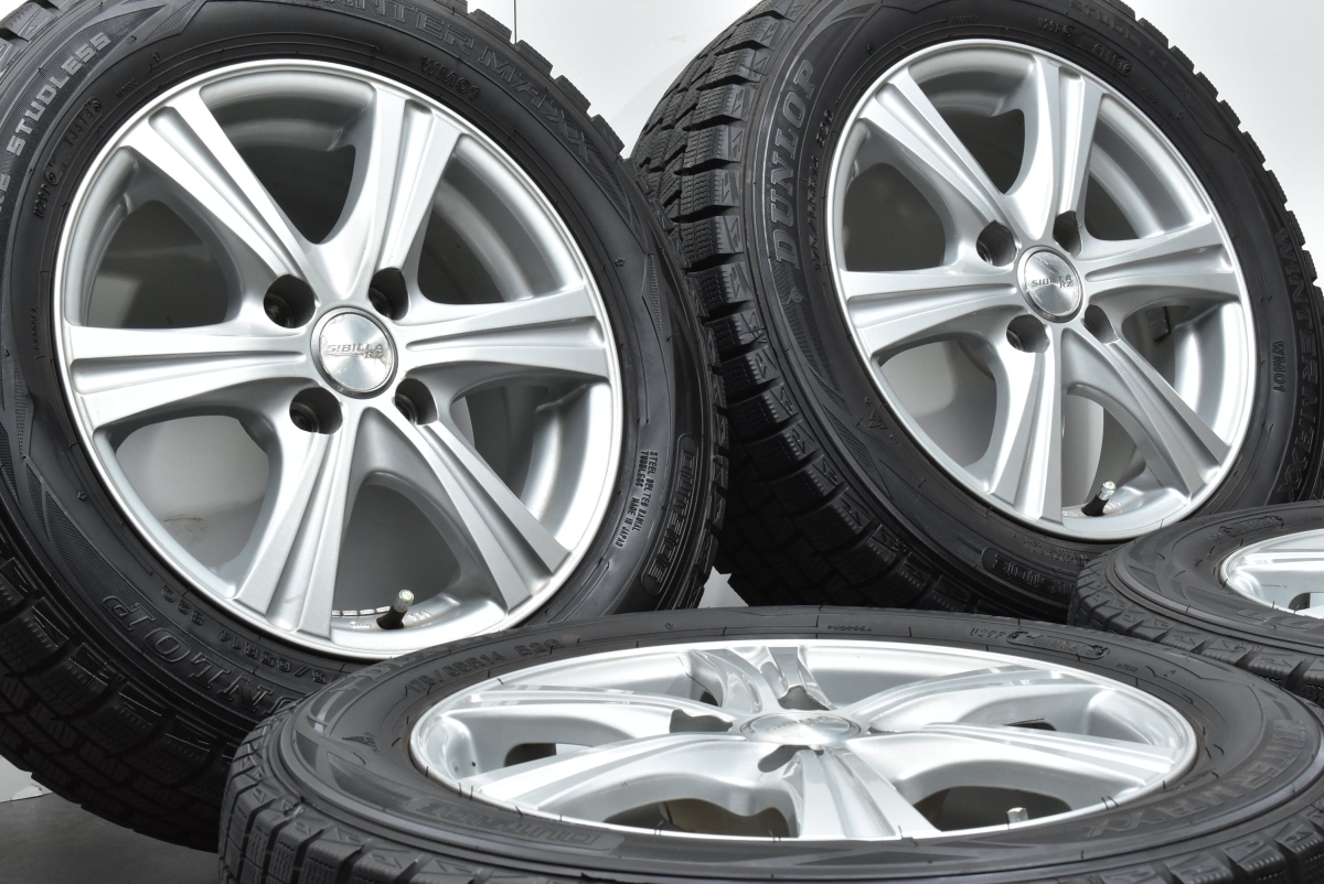 【フィット ノートなどに】シビラ 14in 5.5J +40 PCD100 ダンロップ ウィンターマックス WM01 175/65R14 パッソ ヴィッツ デミオ コルト_画像2