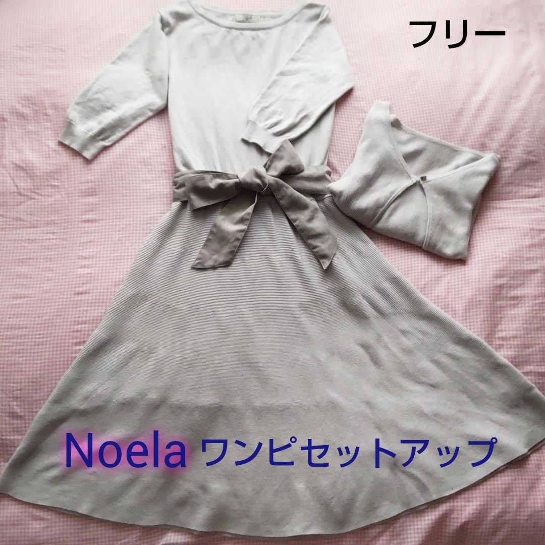 ノエラ Noela 冬 ロング ニット ワンピ ワンピース スカート フリーサイズ M セットアップ ロングスカート カーディガン ポンチョ 秋_画像1