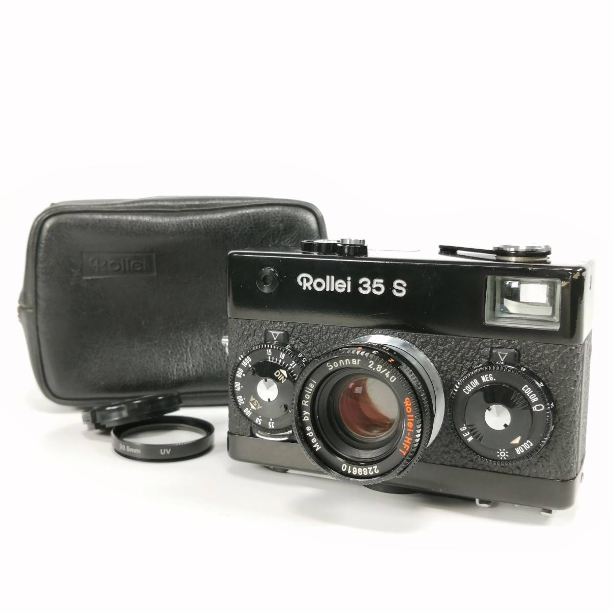 シャッターOK Rollei 35S HFT Sonnar 40mm f2.8 コンパクト フィルムカメラ ブラック レンジファインダー 純正ケース付  ローライ 現状