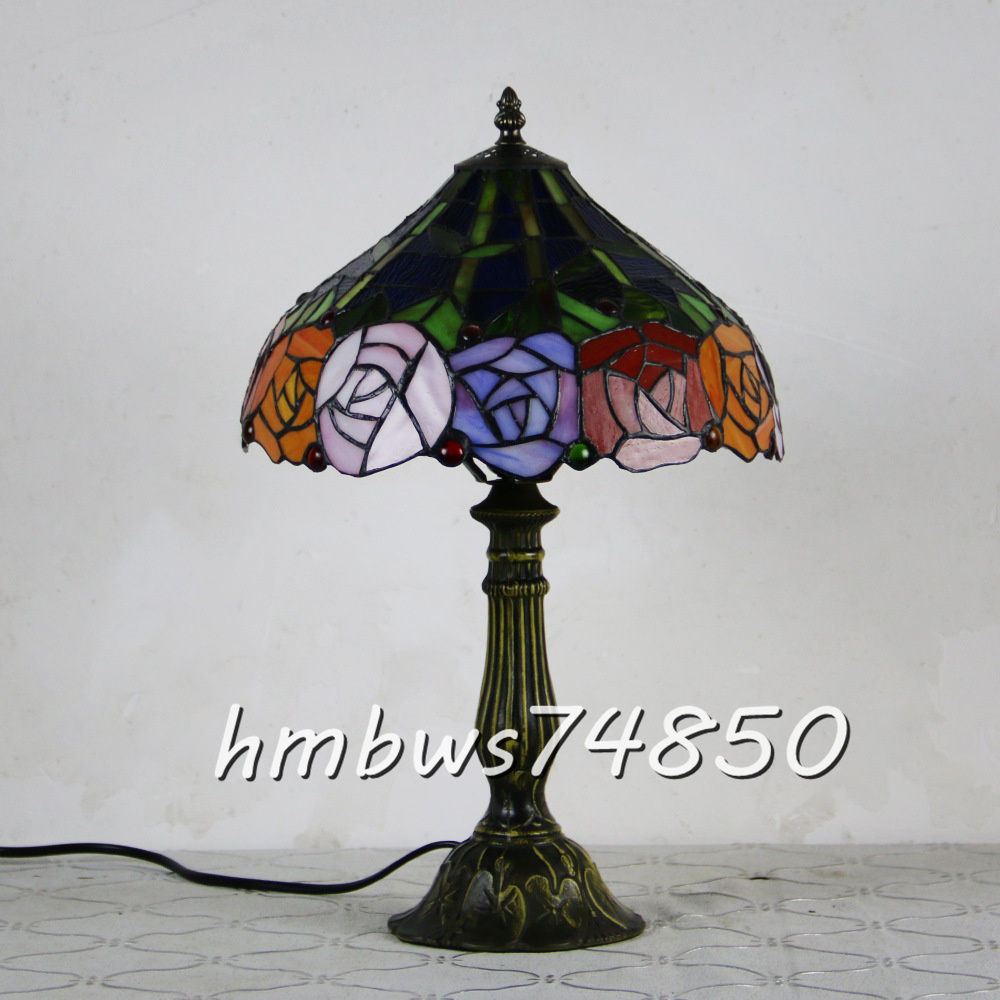 稀少品◇芸術品ステンドランプ Rose 花柄 照明 ステンドグラス 稀少品◇芸術品ステンドランプ Rose 花柄 照明 ステンドグラス