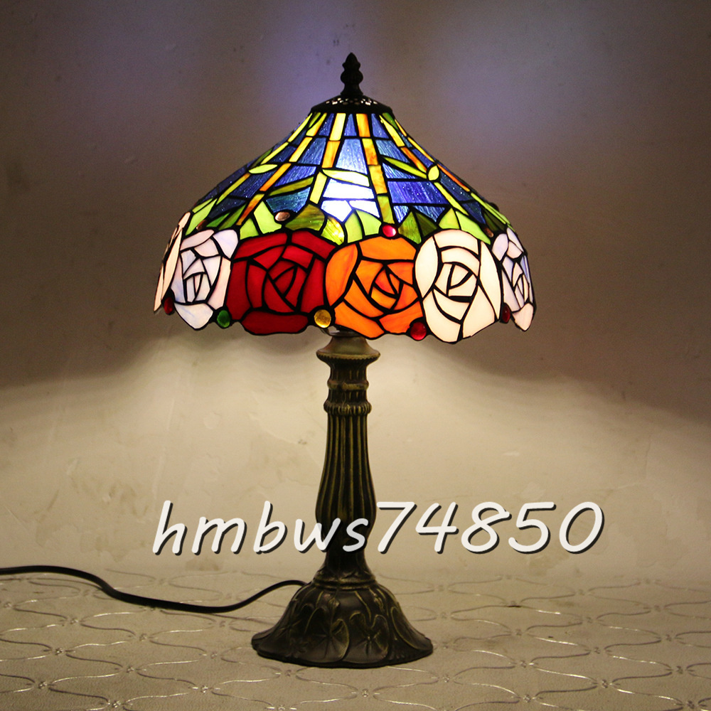稀少品◇芸術品ステンドランプ Rose 花柄 照明 ステンドグラス 稀少品◇芸術品ステンドランプ Rose 花柄 照明 ステンドグラス