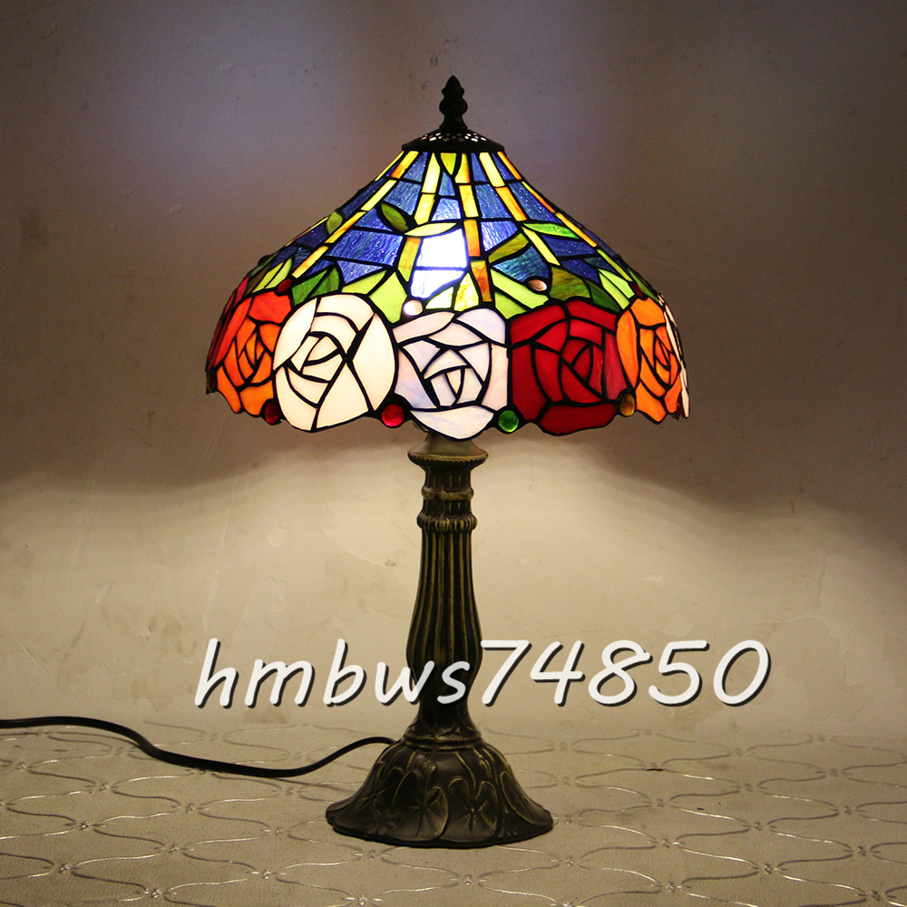 稀少品◇芸術品ステンドランプ Rose 花柄 照明 ステンドグラス 稀少品◇芸術品ステンドランプ Rose 花柄 照明 ステンドグラス