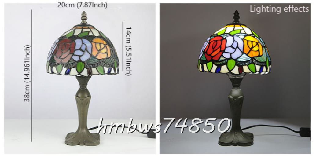 新品◇芸術品ステンドランプ Rose 花柄 照明 ティファニー技法 新品◇芸術品ステンドランプ Rose 花柄 照明 ティファニー技法