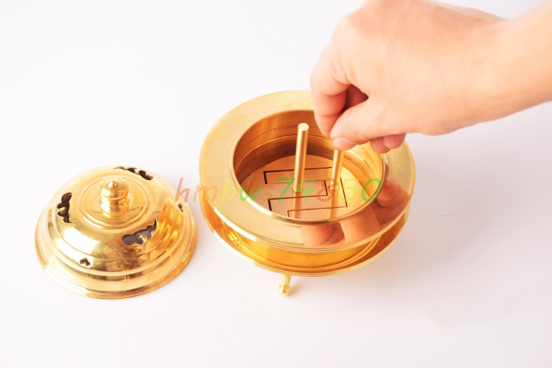 「密教法具 寺院仏具」極上品 3点セット印香 銅製 磨き仕上げ 直径約6.9cm_画像5