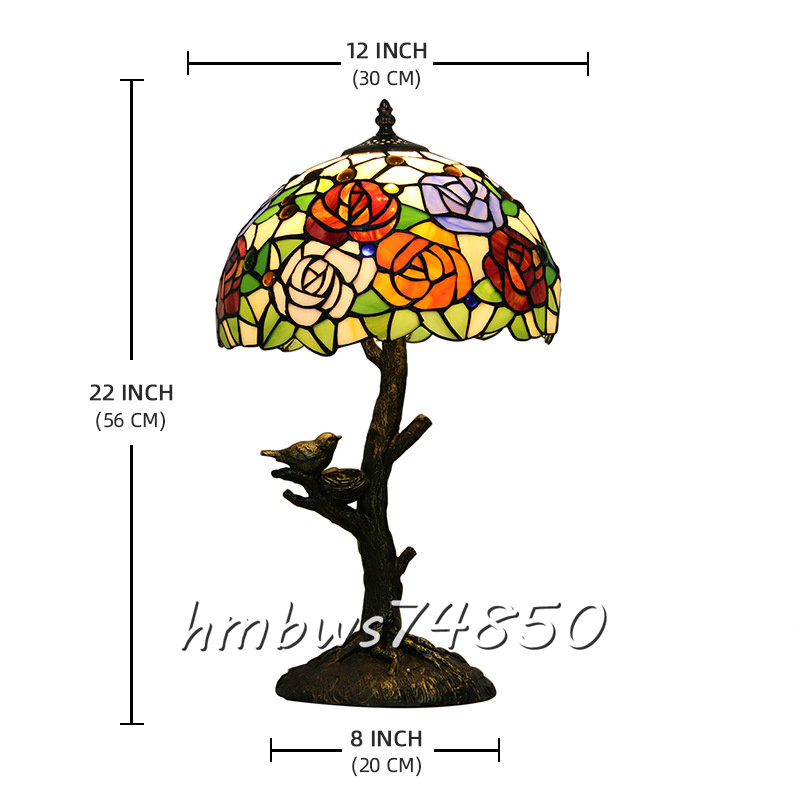 極上品◇芸術品ステンドランプ Rose 花柄 照明 ティファニー技法 極上品◇芸術品ステンドランプ Rose 花柄 照明 ティファニー技法