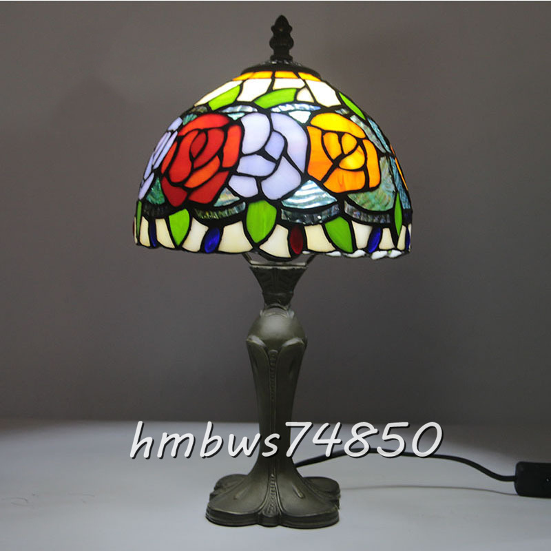 新品◇芸術品ステンドランプ Rose 花柄 照明 ティファニー技法 新品◇芸術品ステンドランプ Rose 花柄 照明 ティファニー技法