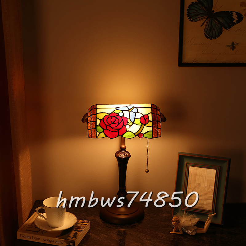 新品◆芸術品ステンドランプ 花柄 ステンドグラス レトロな雰囲気 ティファニー テーブルスタンド 照明 室内装飾