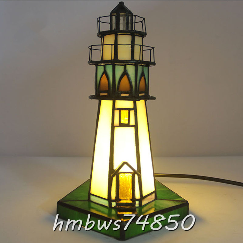 美品◆高品質 灯台 ステンドランプ ステンドグラス アンティーク デスクライト 室内装飾 ティファニー 照明