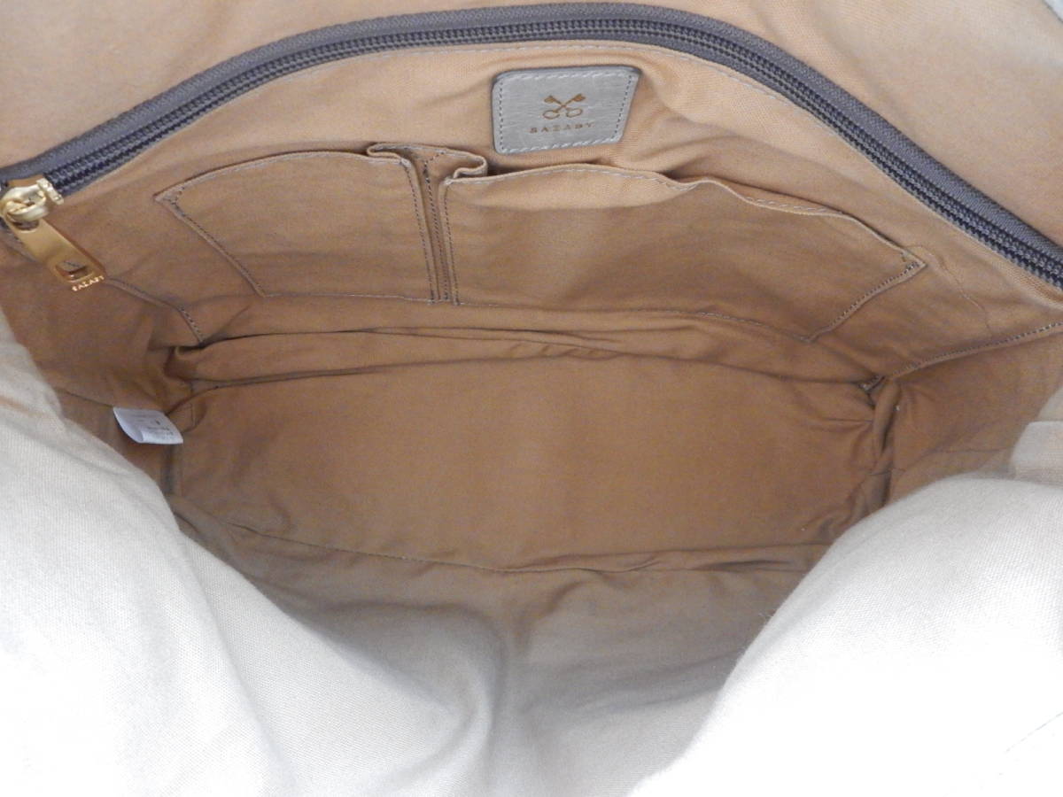  original leather *SAZABY( Sazaby )*A4 correspondence *5 pocket *2WAY tote bag ( shoulder belt attaching ) gray ( metal fittings mat Gold )
