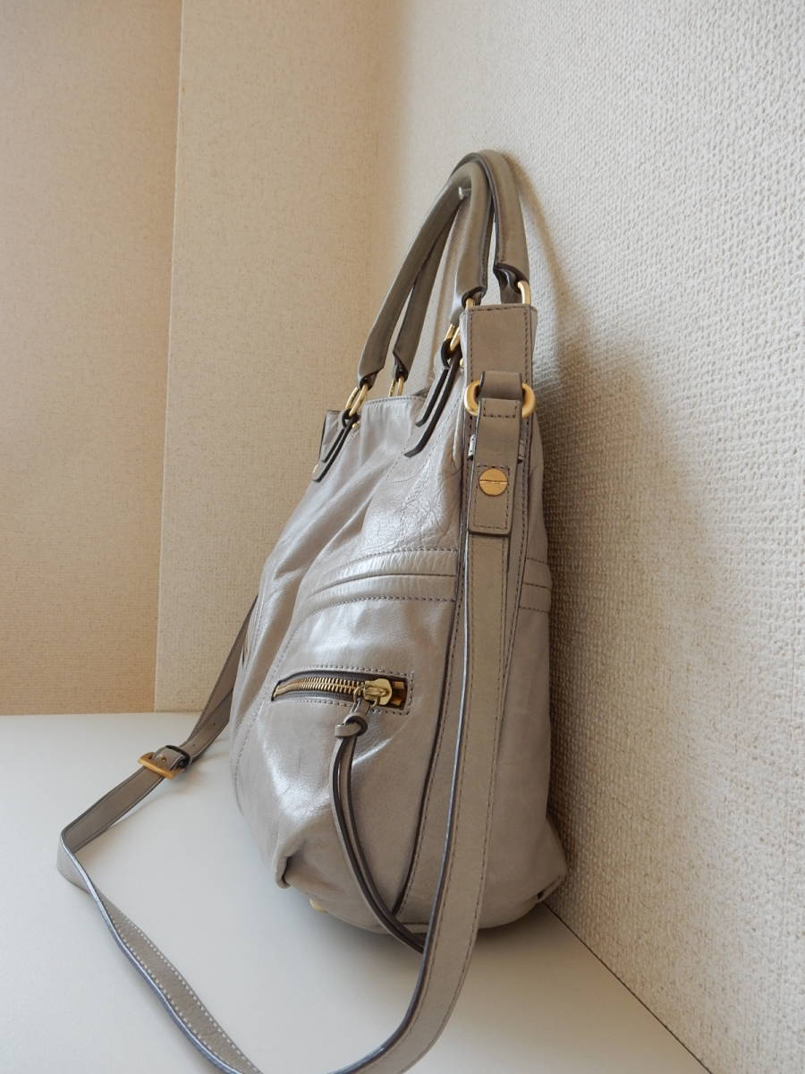  original leather *SAZABY( Sazaby )*A4 correspondence *5 pocket *2WAY tote bag ( shoulder belt attaching ) gray ( metal fittings mat Gold )