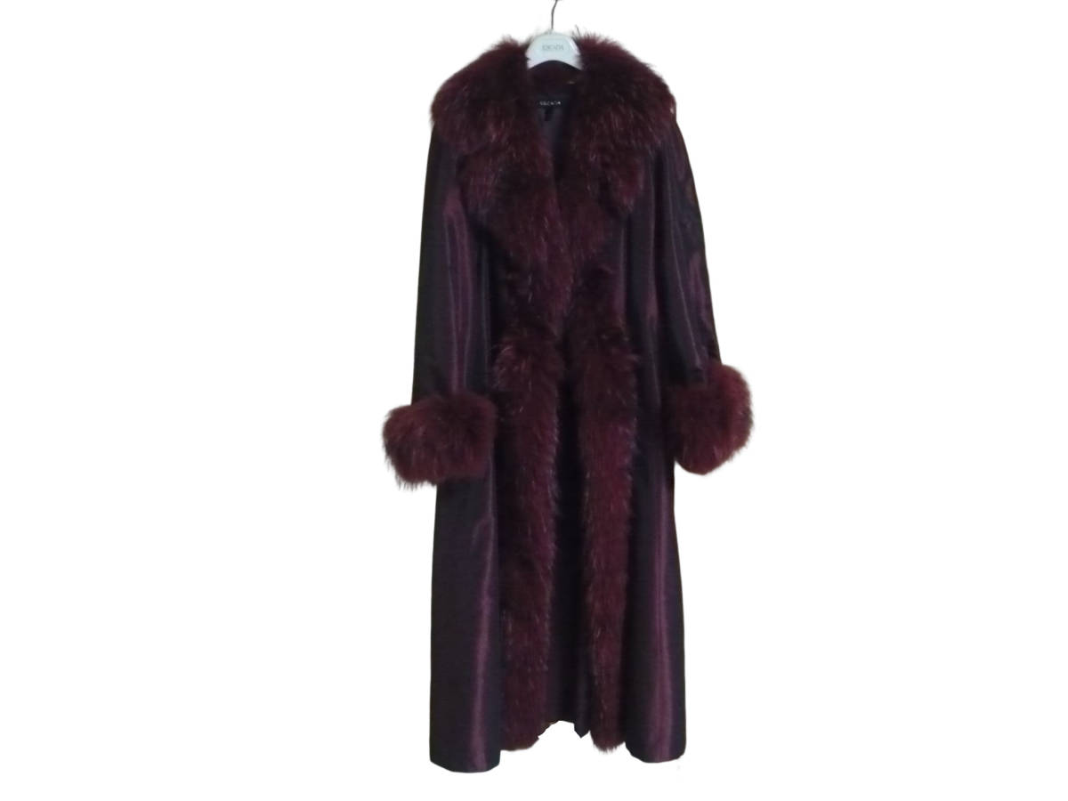 エスカーダ ESCADA ロングコート ファー ワインレッド | bigapple.in