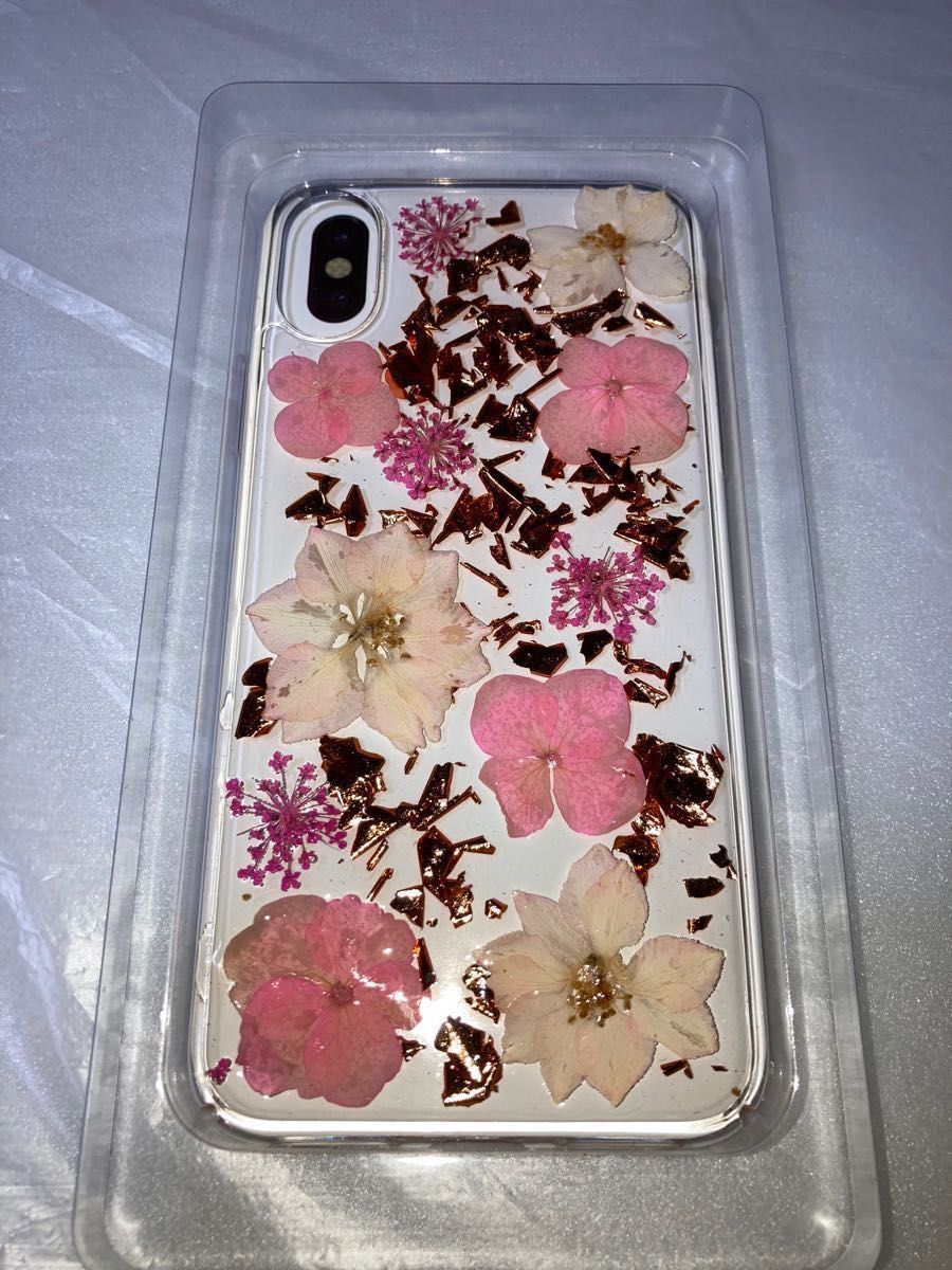 IDIAMOND(ダイアモンド)スマホケース　iPhone X用　iPhoneケース　クリアハードカバー　花柄ピンク