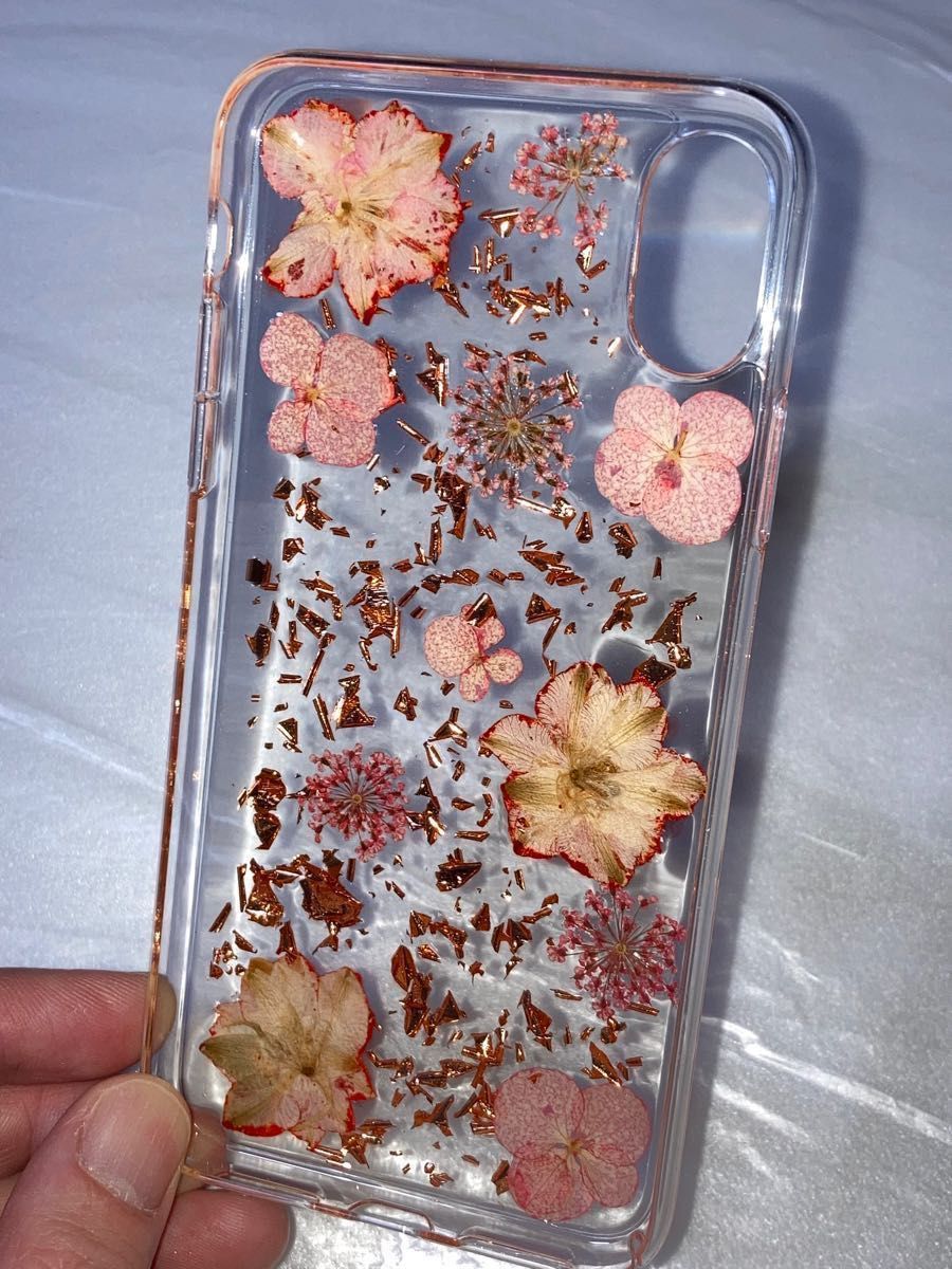 IDIAMOND(ダイアモンド)スマホケース　iPhone X用　iPhoneケース　クリアハードカバー　花柄レッド