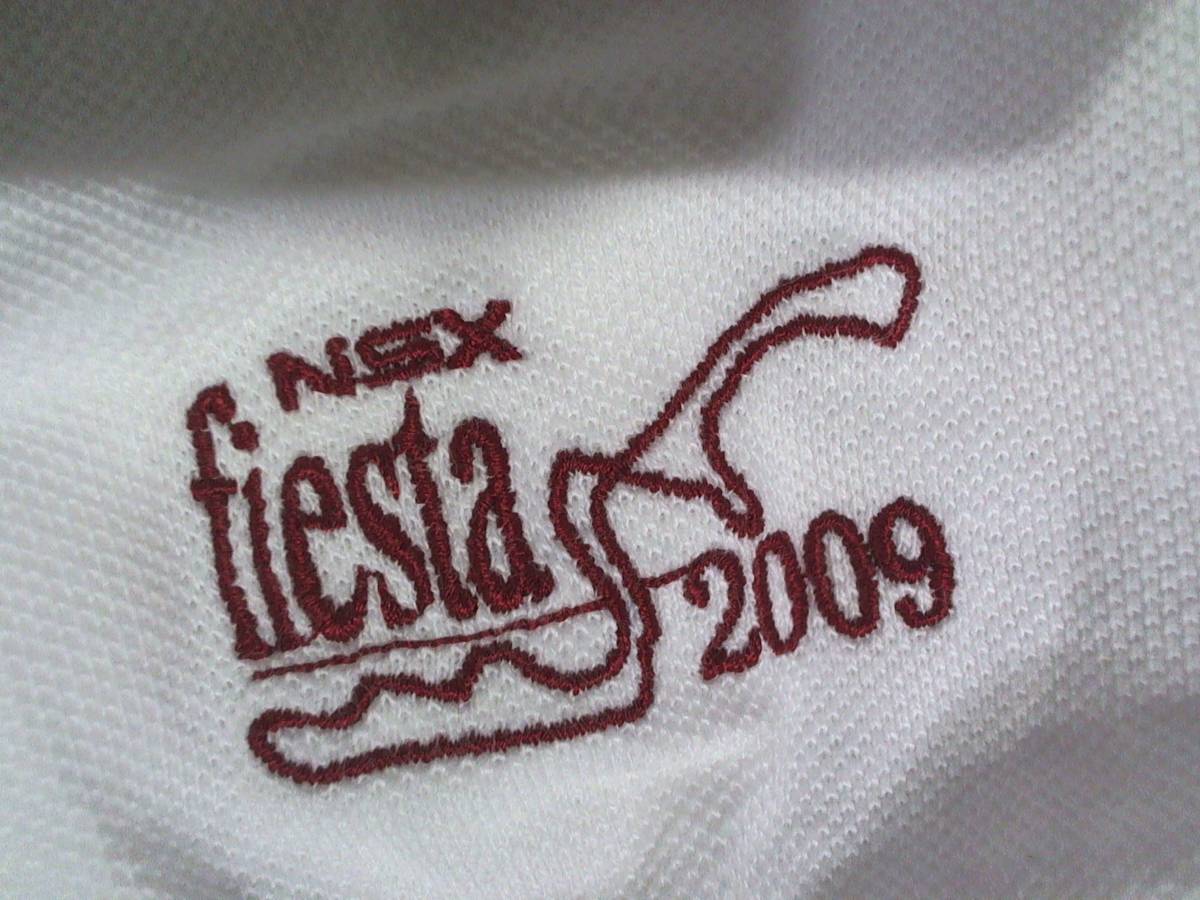 ☆一度洗い未使用【NSX fiesta 2009】刺繍ロゴ 半袖ポロシャツ 鹿の子 ユナイテッドアスレ製S 白 ホワイト 赤 エヌエスエックス HONDA_画像5