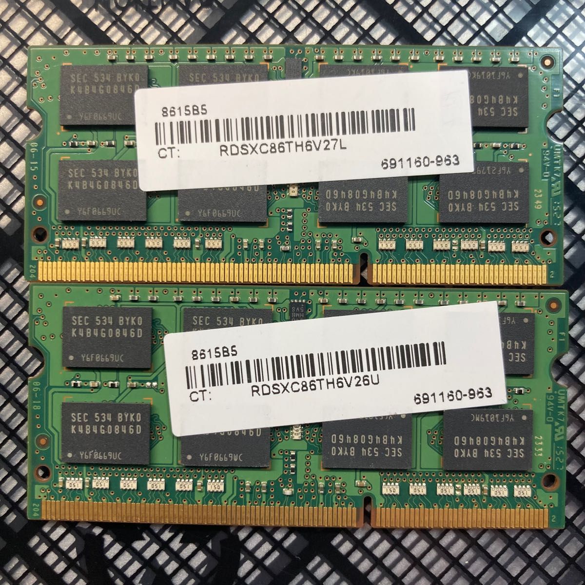 SAMSUNG DDR3L-1600 PC3L-12800S 8GB 2枚 合計16GB 動作確認済み