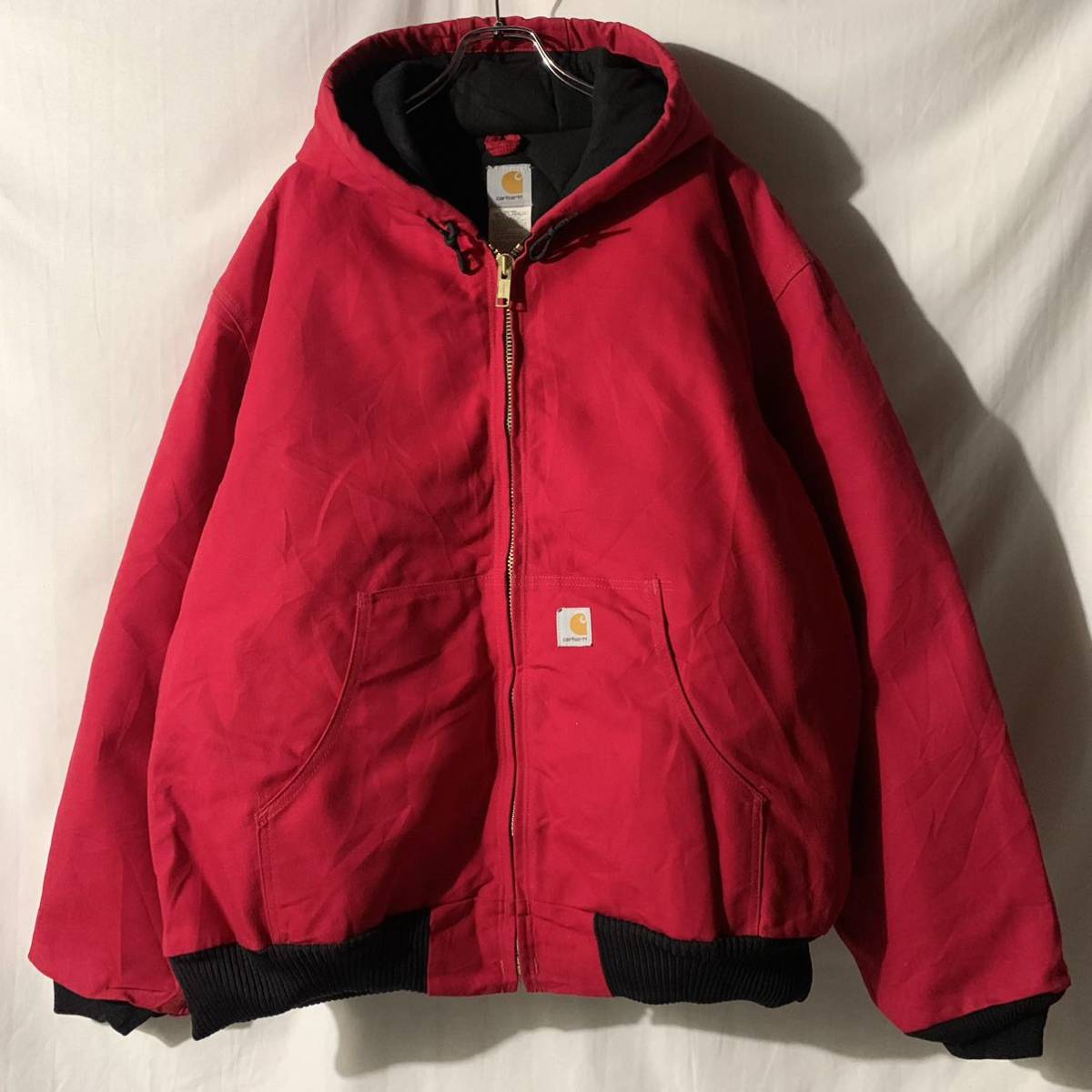 廃番 メキシコ製 Carhartt カーハート アクティブジャケット ダックパーカー 赤×黒 レッド ブラック 2XL ヴィンテージ OLD