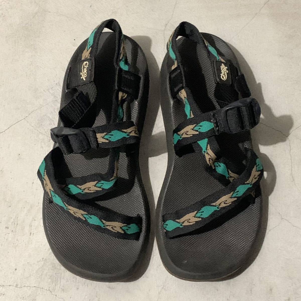 初期 90s USA製 Chaco チャコ 旧ロゴ Z1 サンダル 総柄 ガムソール vibram US9 27cm 検 ヴィンテージ スポーツサンダル アウトドア_画像3