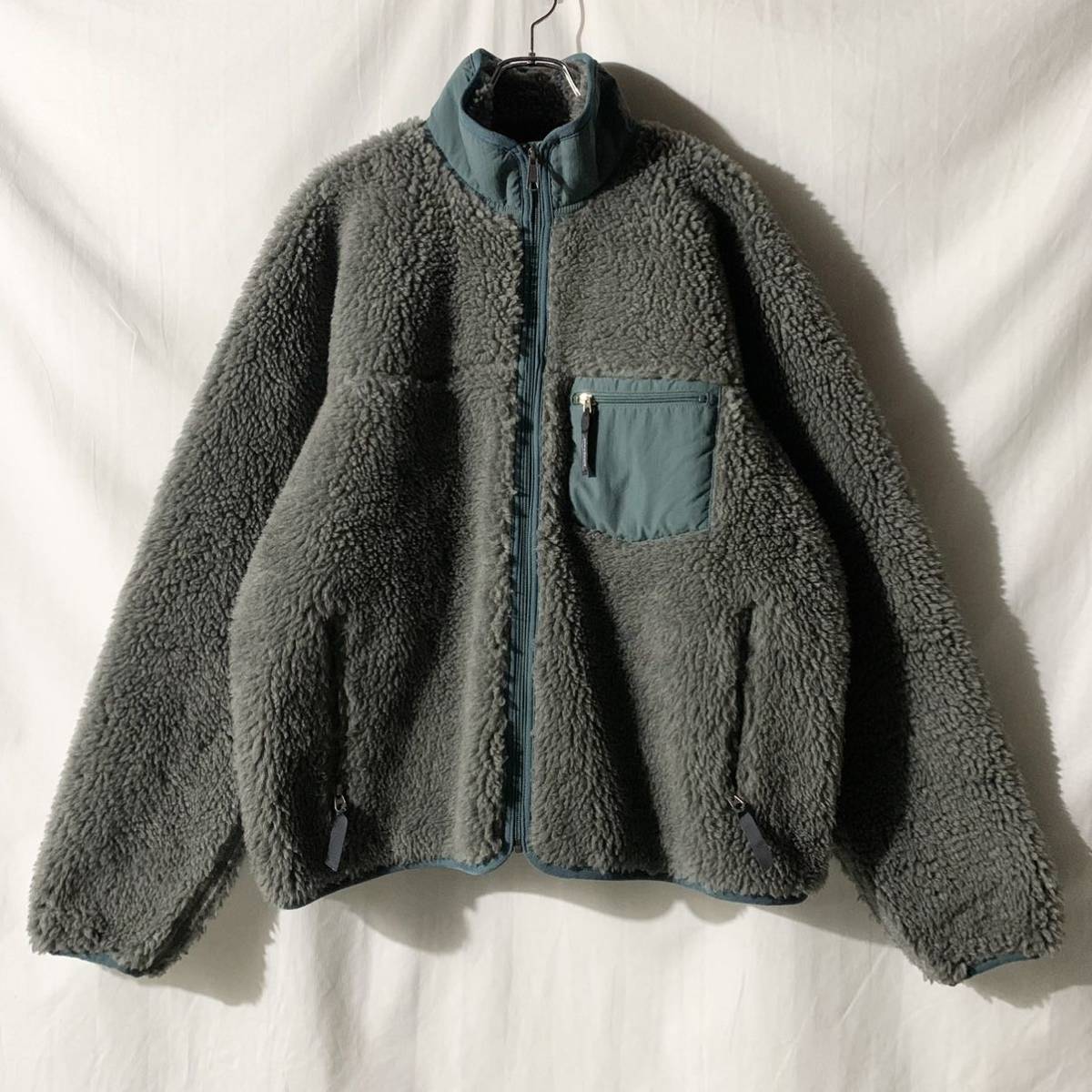 廃番 2000年 FA00 USA製 patagonia パタゴニア クラシック レトロ カーディガン チャコールヘザー × アスペン Lヴィンテージ フリース OLD