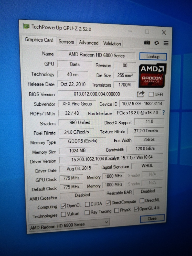 XFX Radeon HD6850 1GB 動作確認済み_画像9