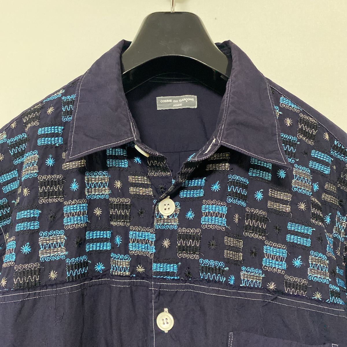 美品 AD 2002 コムデギャルソン オム 装飾 切替 シャツ COMME des