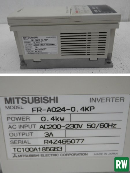 インバータ・パラメータユニット 三菱/MITSUBISHI FR-A024-0.4KP FR-PU03 動作確認済 ミツビシ FREQROL-A024シリーズ 日本製 [4-228826]_画像4