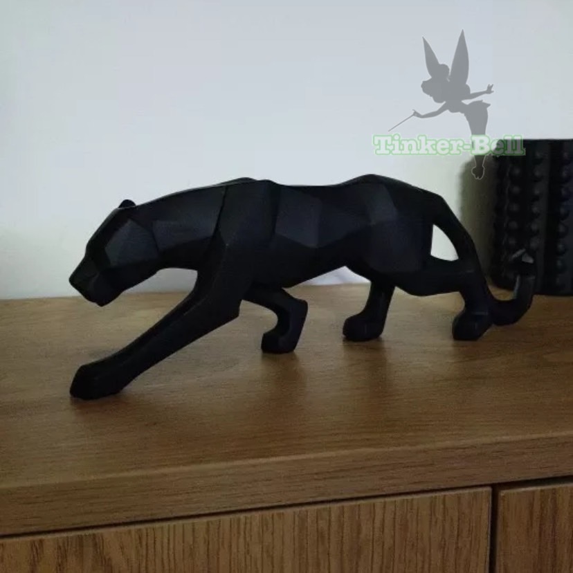 北欧 モダン アート オブジェ ブラック パンサー 黒 ヒョウ 豹 25×8×5 現代彫刻 幾何学 樹脂 置物_画像4