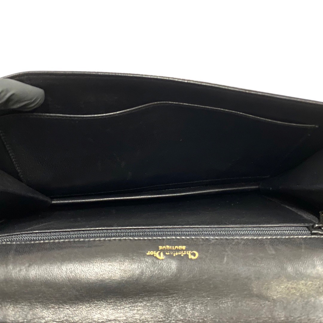 極 美品 保存袋付 Christian Dior ディオール ハニカム 金具 レザー 本革 2way クラッチバッグ ミニ ショルダーバッグ ブラック 24050_画像9