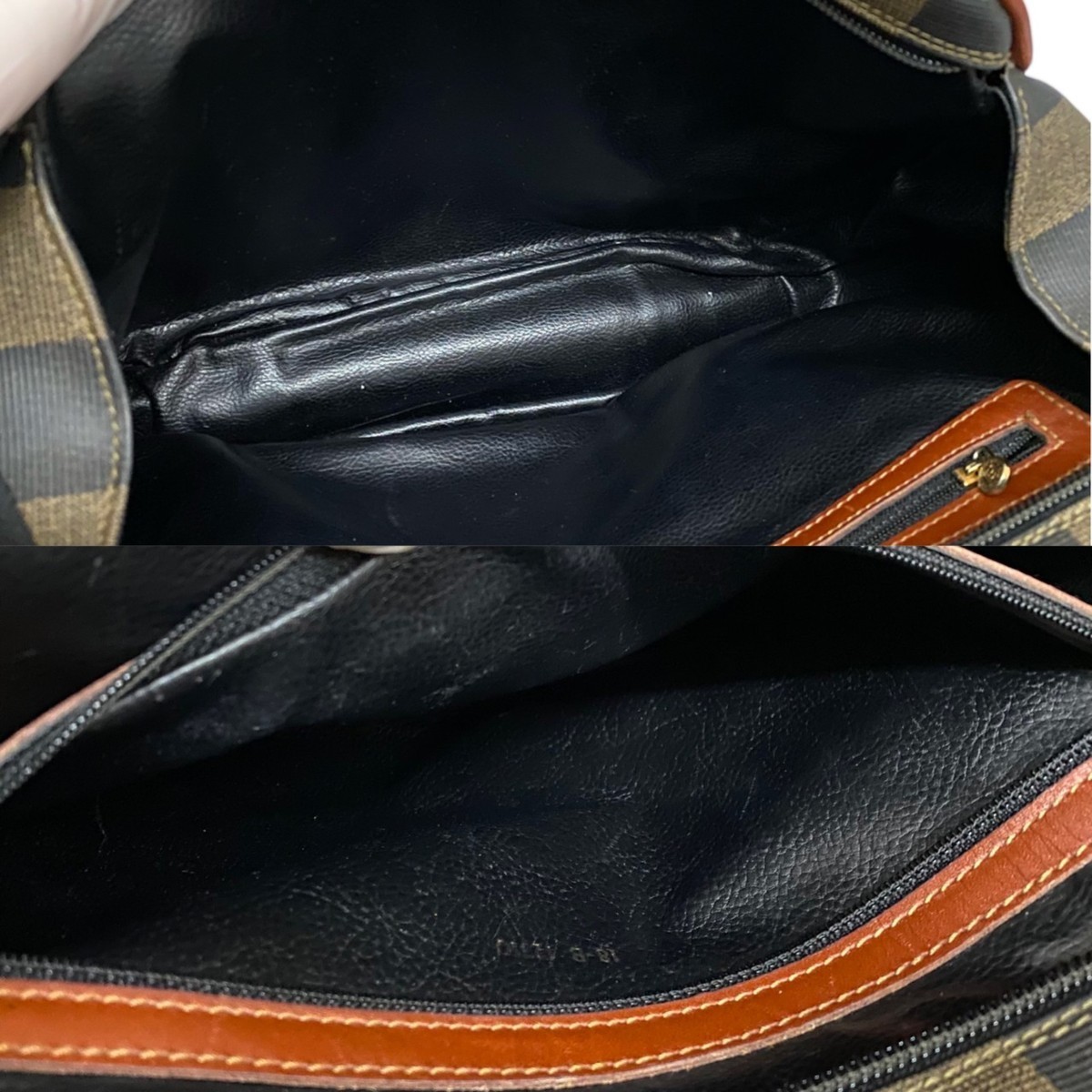 極 美品 FENDI フェンディ ヴィンテージ ペカン 柄 FF ロゴ レザー