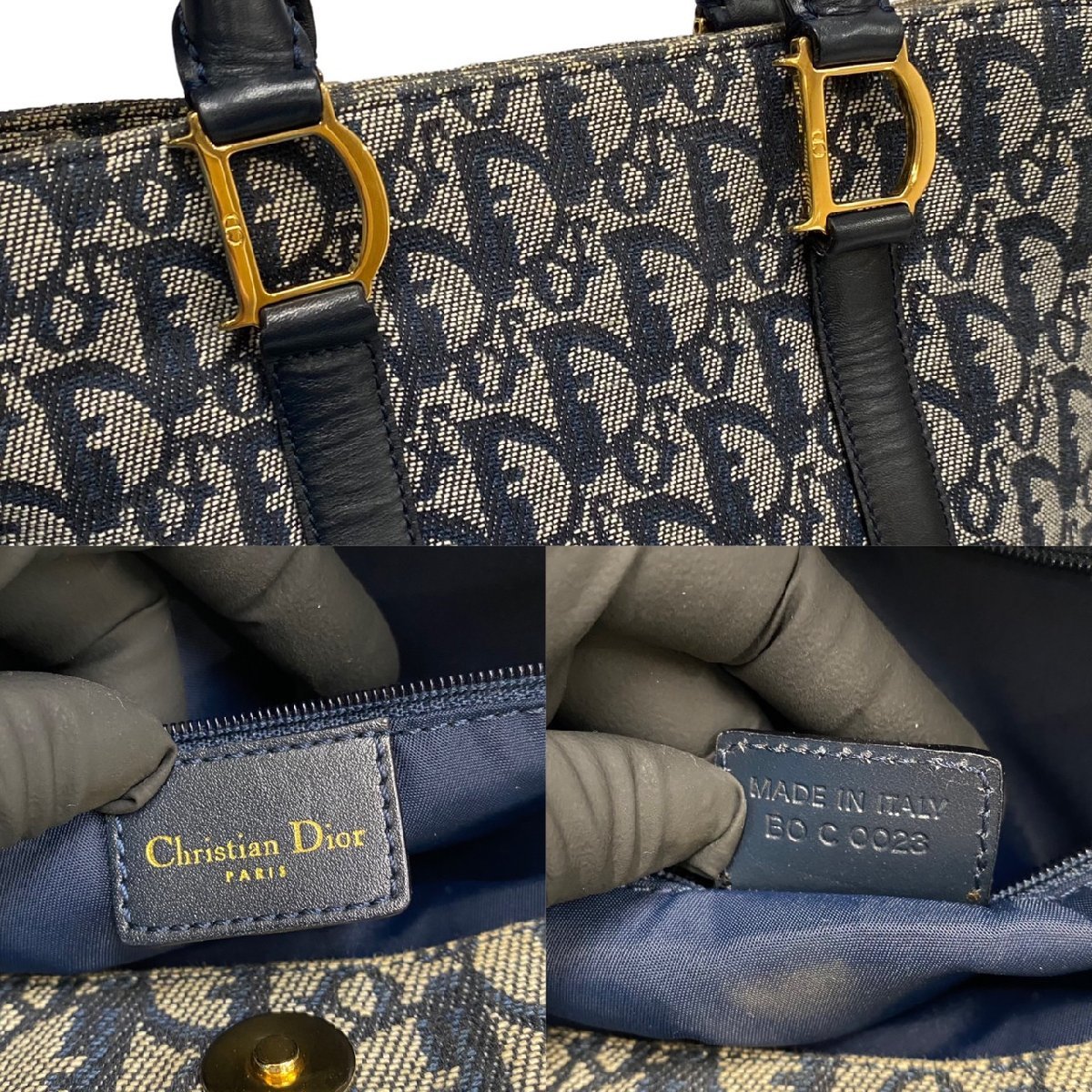 極美品 Christian Dior ディオール 金具 トートバッグ 本革 ミニ 57479
