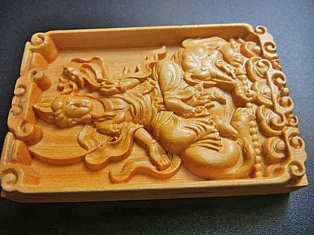  finest quality natural hinoki one class carving [.. bodhisattva ] 59*39mm yarn threading have 