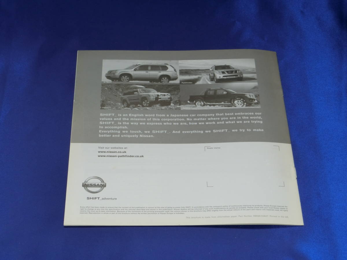 ☆国内入手困難☆ 2002/7月 英国日産 パスファインダー PATHFINDER TECHNICAL SPECIFICATION_画像2