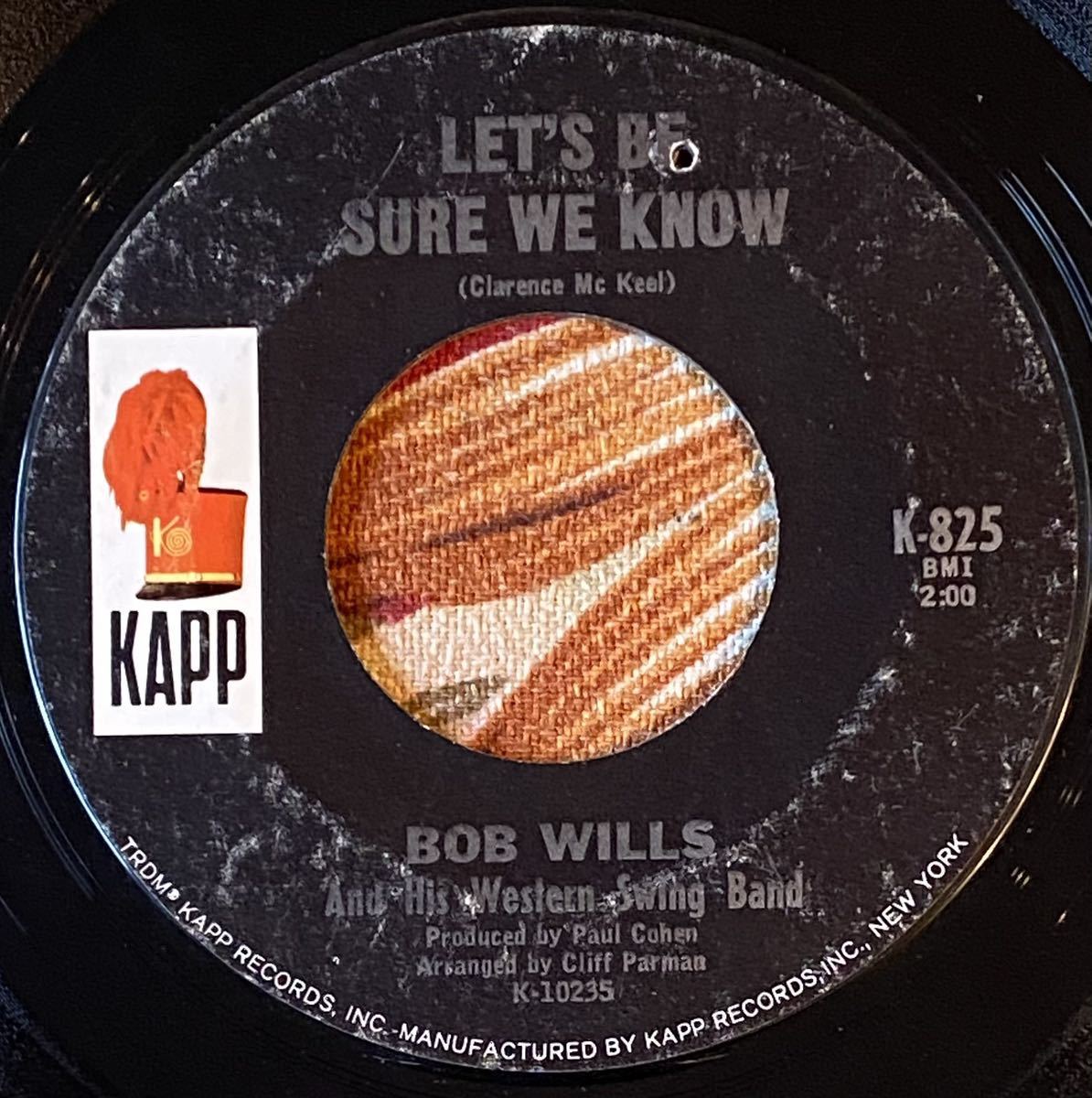 Bob Wills 1967 US Original 7inch Let's Be Sure We Know.. Western Swing_画像2